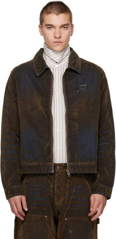 Photo: KidSuper Brown Flocked Work Denim Jacket