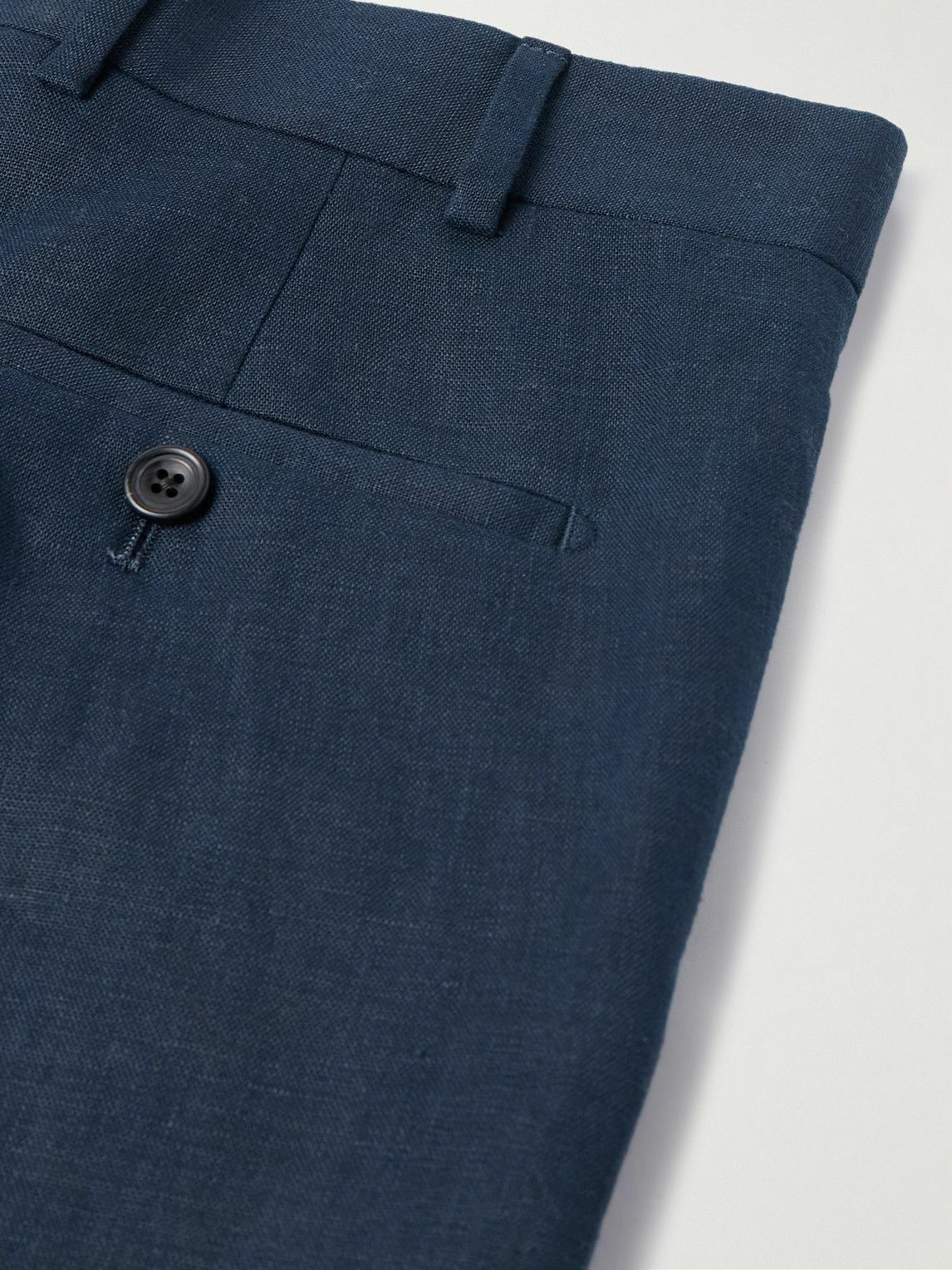 Kingsman - Slim-Fit Straight-Leg Linen Shorts - Blue