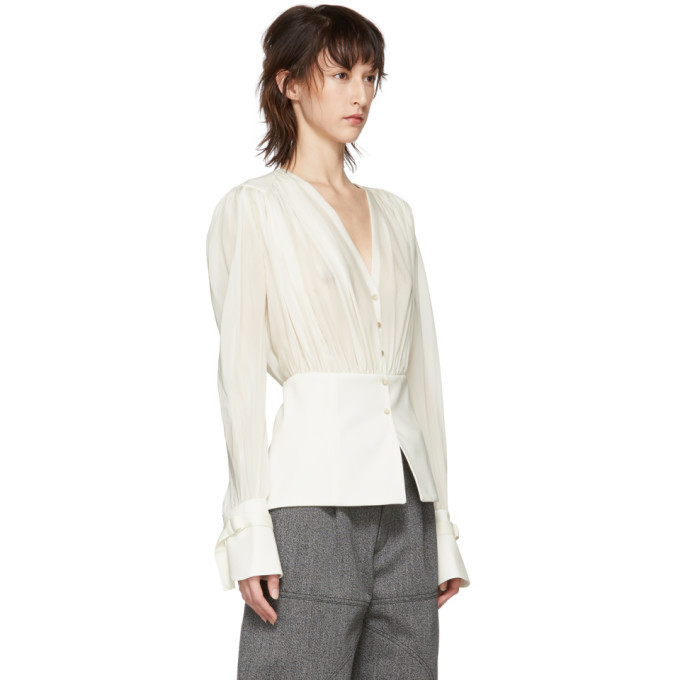 Chloe White Silk V-Neck Blouse Chloe