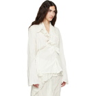 OPEN YY White Unbalanced Ruffle Blouse