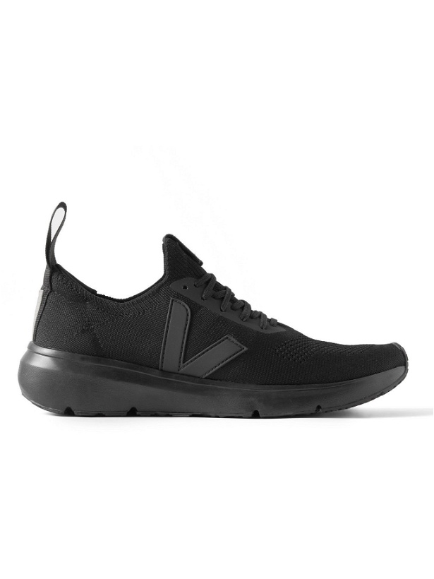 Photo: RICK OWENS - Veja Rubber-Trimmed Stretch-Knit Sneakers - Black