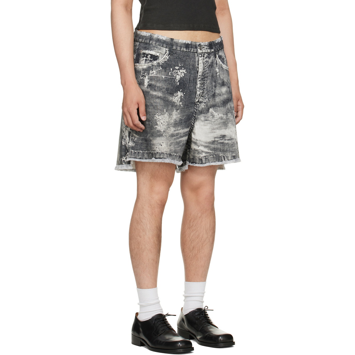 CAMPERLAB Black Corduroy Print Cutoff Shorts