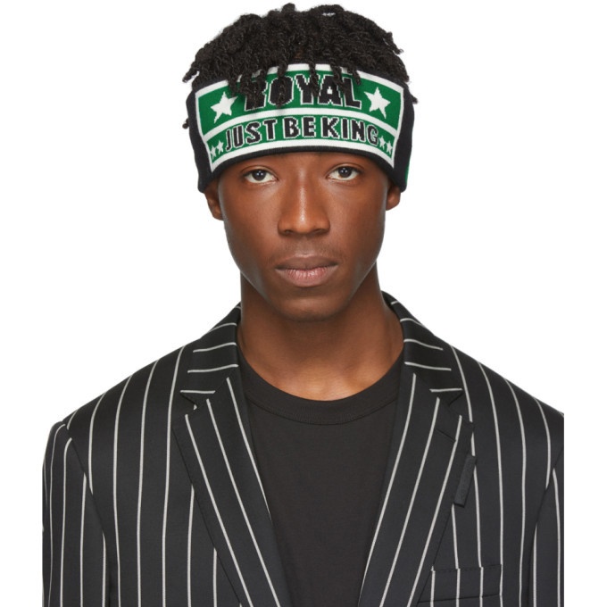 Photo: Dolce and Gabbana Black and Green Virgin Wool Just Be King Headband