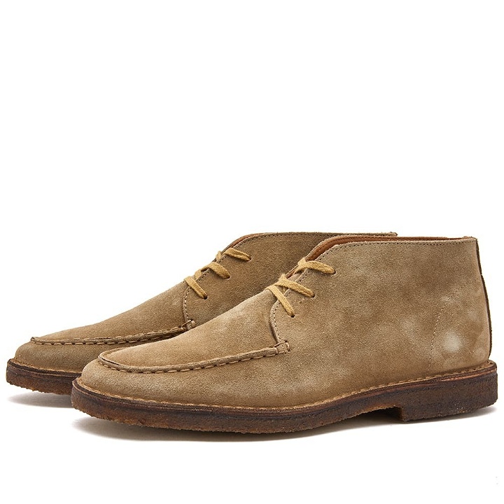 Photo: Drake's Men's Crosby Moc Toe Boot in Sand Suede