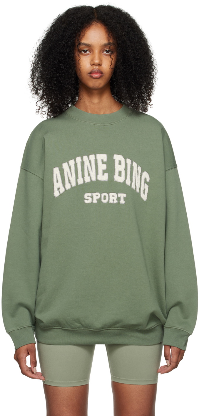 Sage Green Tyler Sweatshirt Satin Bing By Anine Bing - Ambiance