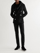 BALMAIN - Slim-Fit Virgin Wool-Blend Hooded Pea Coat - Black