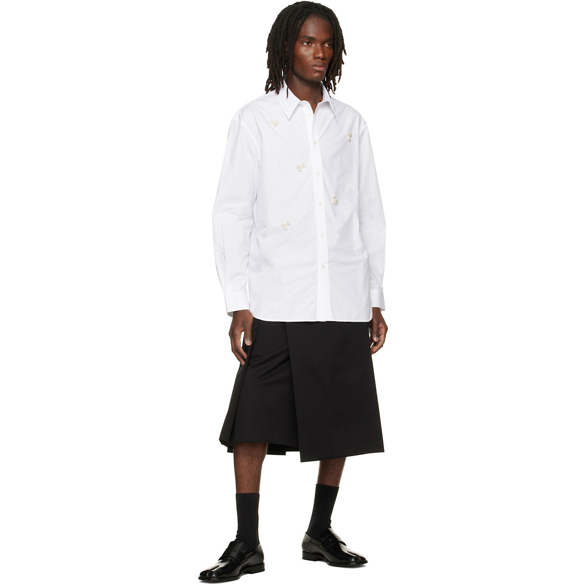 Simone Rocha White Turbo Beaded Easy Shirt