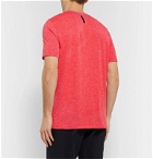 Under Armour - UA Rush Mesh-Panelled Celliant Mélange Stretch-Jersey T-Shirt - Red