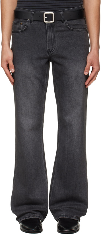 Photo: TONYWACK Black Flared-Leg Distressed Jeans