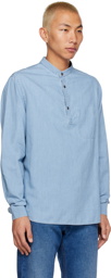 Agnona Blue Stand Collar Shirt