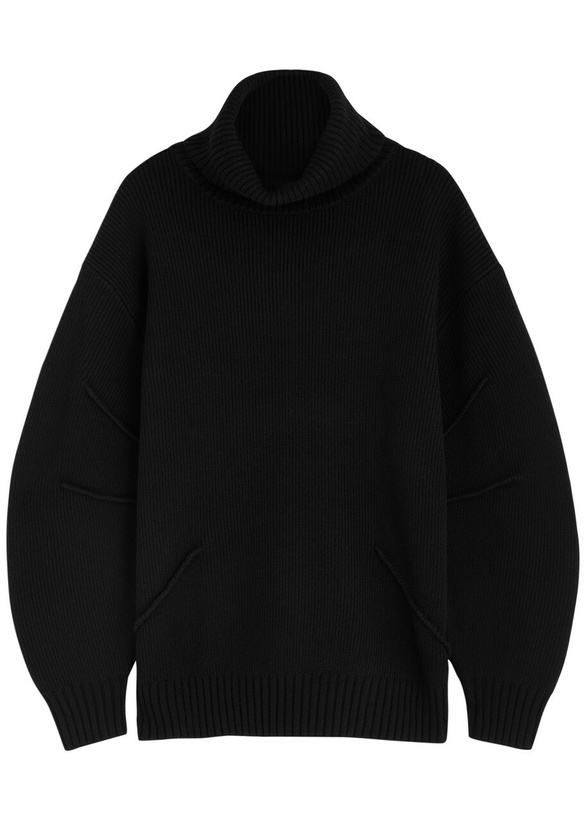 Photo: Helmut Lang Roll-neck Ribbed Wool-blend Jumper Black