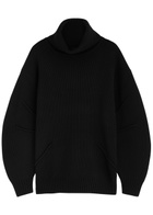 Helmut Lang Roll-neck Ribbed Wool-blend Jumper Black