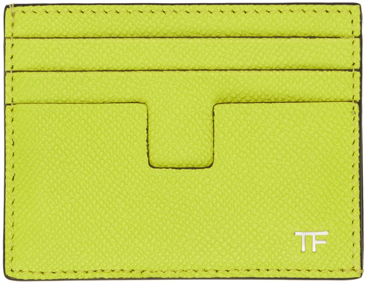 Photo: TOM FORD Green Small Grain Leather Card Holder