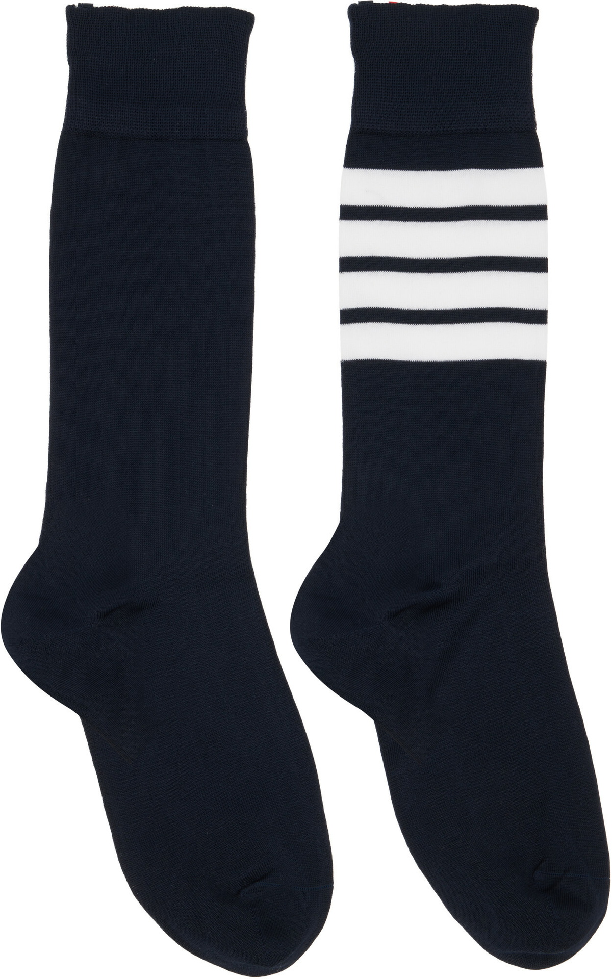 Thom Browne Navy Cotton 4-Bar Mid Calf Socks
