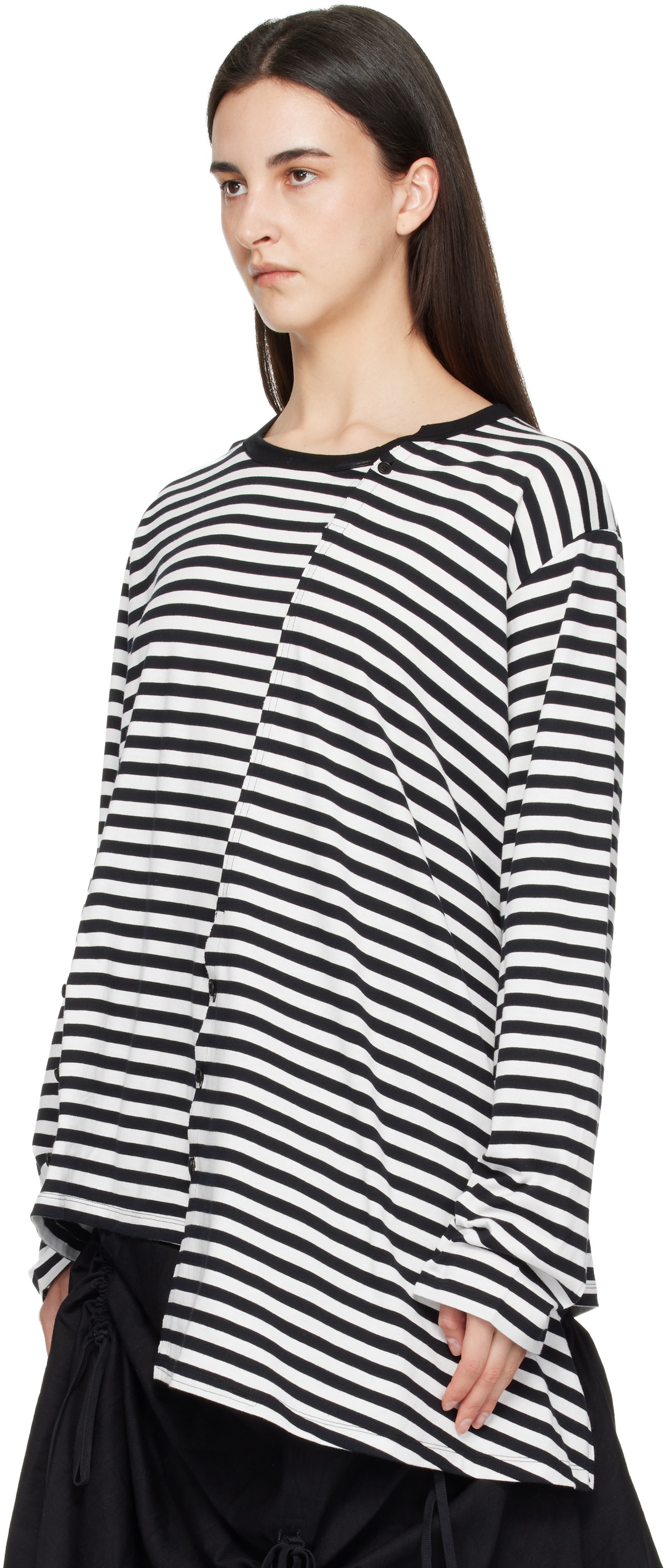YOHJI YAMAMOTO Black & White Paneled Long Sleeve T-shirt