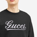 Gucci Men's Script Logo Crew Neck Sweatshirt in Black