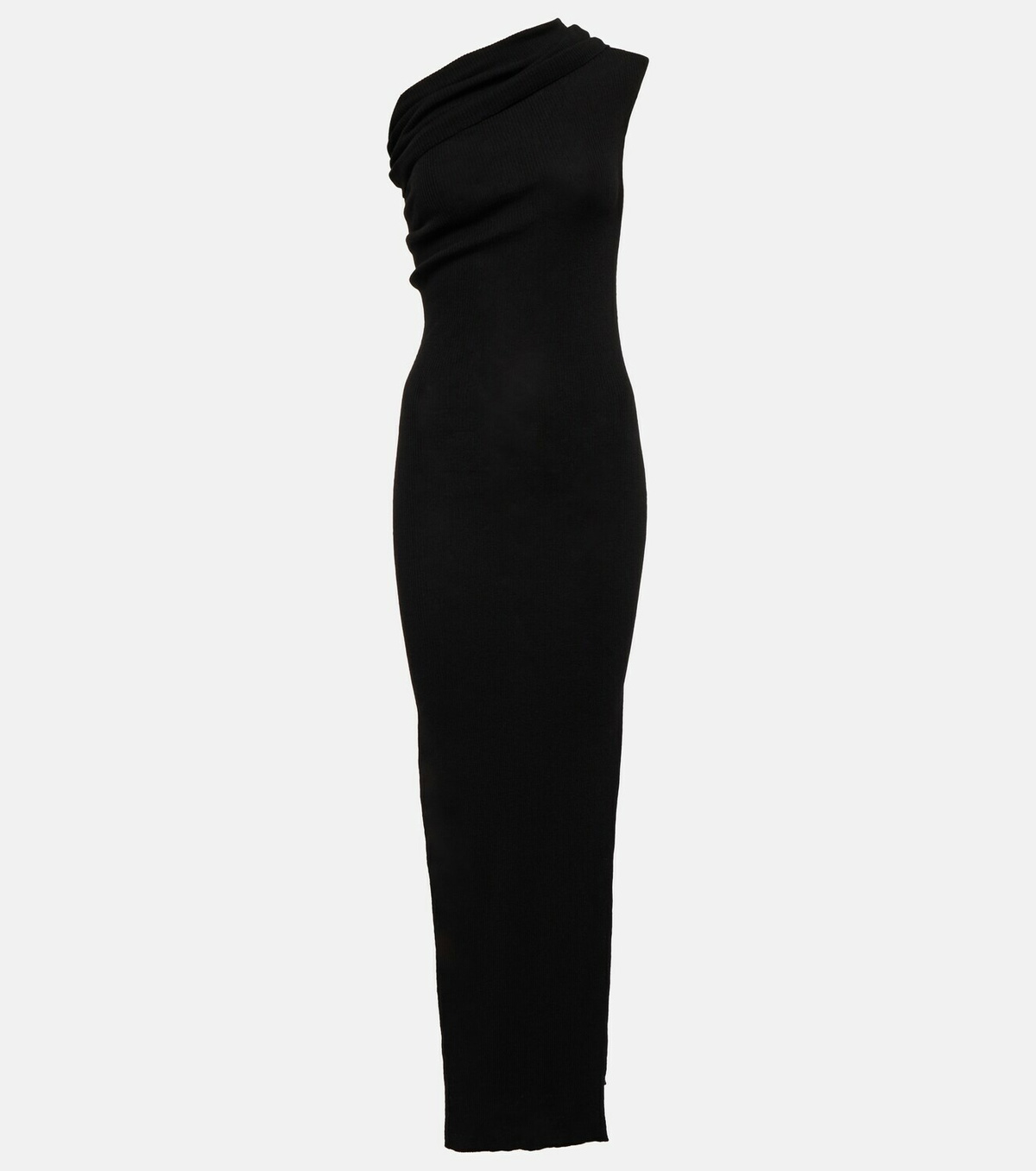 【関税＆送料込み】Rick Owens Knitted Wool Long Dress Rick Owens - Ribbed-knit one-shoulder virgin wool maxi dress