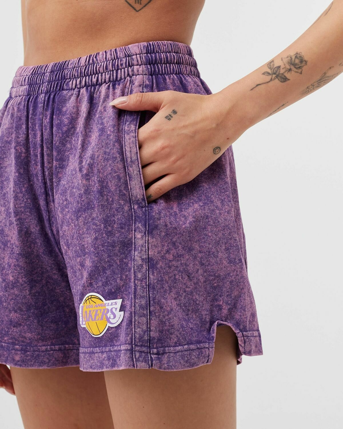 Mitchell & Ness Wmns La Lakers Acid Wash Short Purple - Womens - Casual Shorts