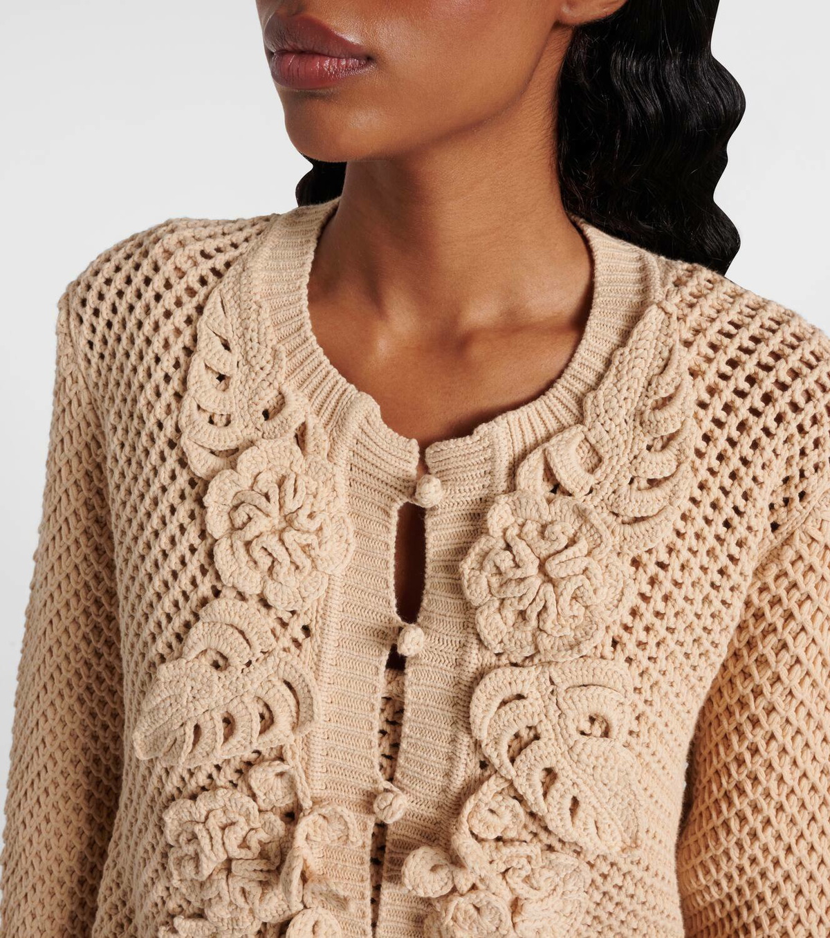 Elie Saab Floral-appliqué crochet cardigan Elie Saab