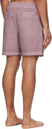 COOR Purple Lipstop Over Dying Curved Swim Shorts