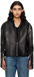 Recto Black 80s Motorcycle Leather Jacket