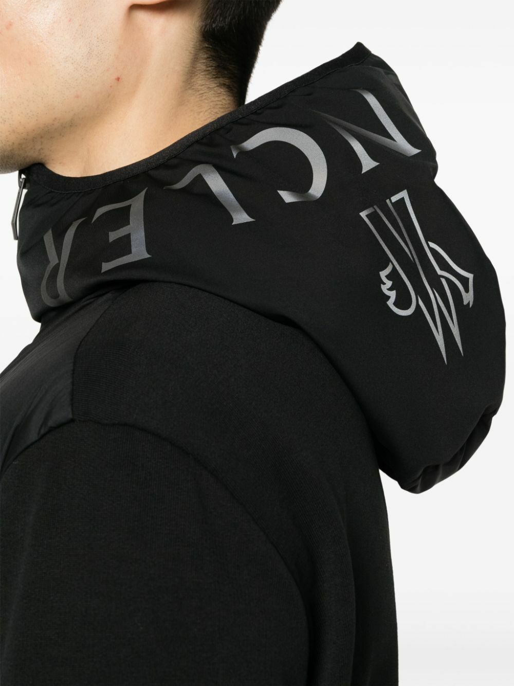 Moncler Black Logo-Print Hooded Puffer Jacket