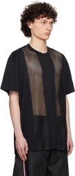 Comme des Garçons Homme Plus Black Polyester Piqué x Mesh T-shirt