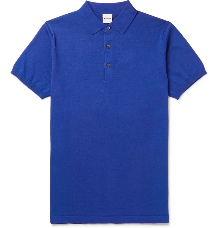 Photo: Aspesi - Slim-Fit Cotton Polo Shirt - Blue