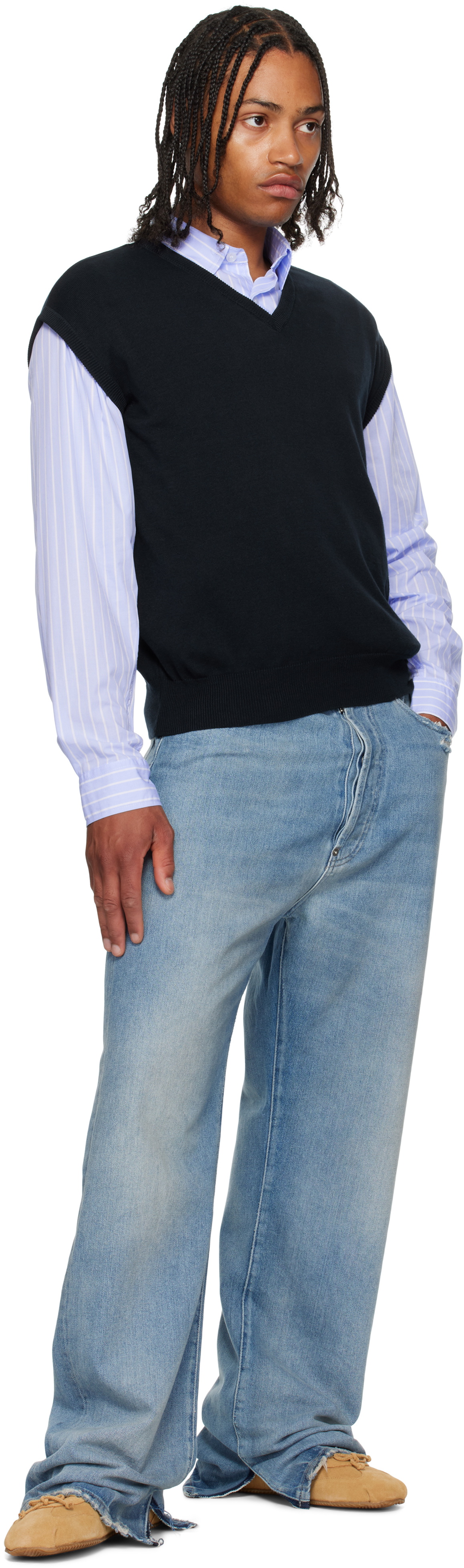 ABRA SSENSE Exclusive Navy Knitted Sweater Vest
