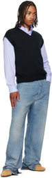 ABRA SSENSE Exclusive Navy Knitted Sweater Vest
