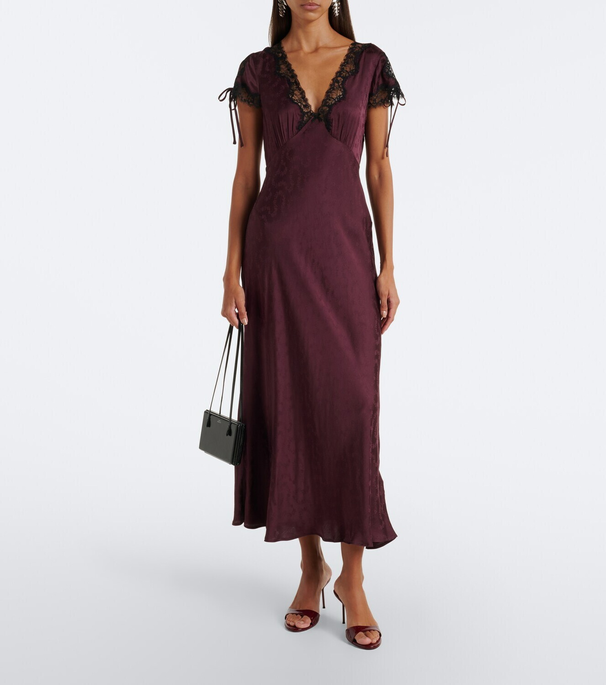 Rixo Fern satin jacquard midi dress