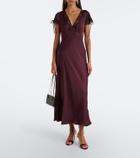 Rixo Fern satin jacquard midi dress