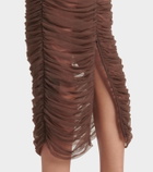 Alex Perry Ruched mesh midi skirt