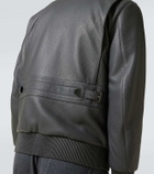Brioni Shearling-trimmed leather bomber jacket