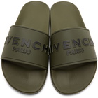 Givenchy Khaki Logo Flat Sandals