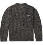 Raf Simons - Logo-Appliqued Ribbed Mélange Wool-Blend Sweater - Gray