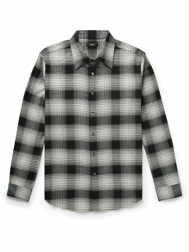 Photo: Theory - Noll Luxe Checked Cotton-Flannel Shirt - Gray