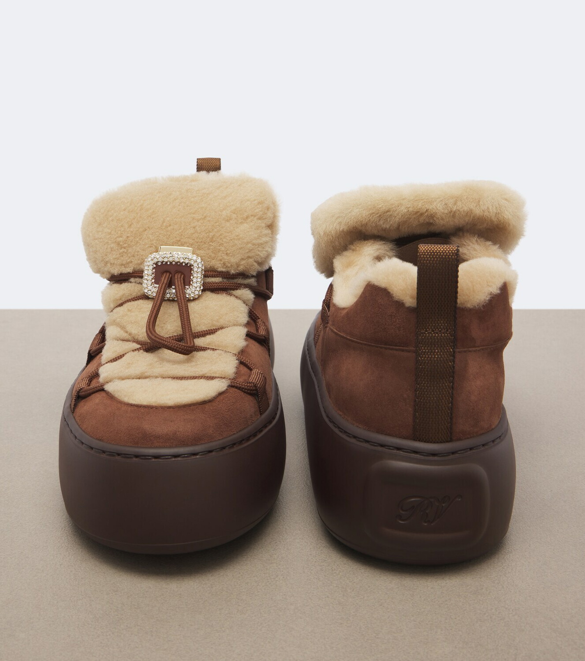 Roger Vivier Viv' Up shearling and suede sneakers