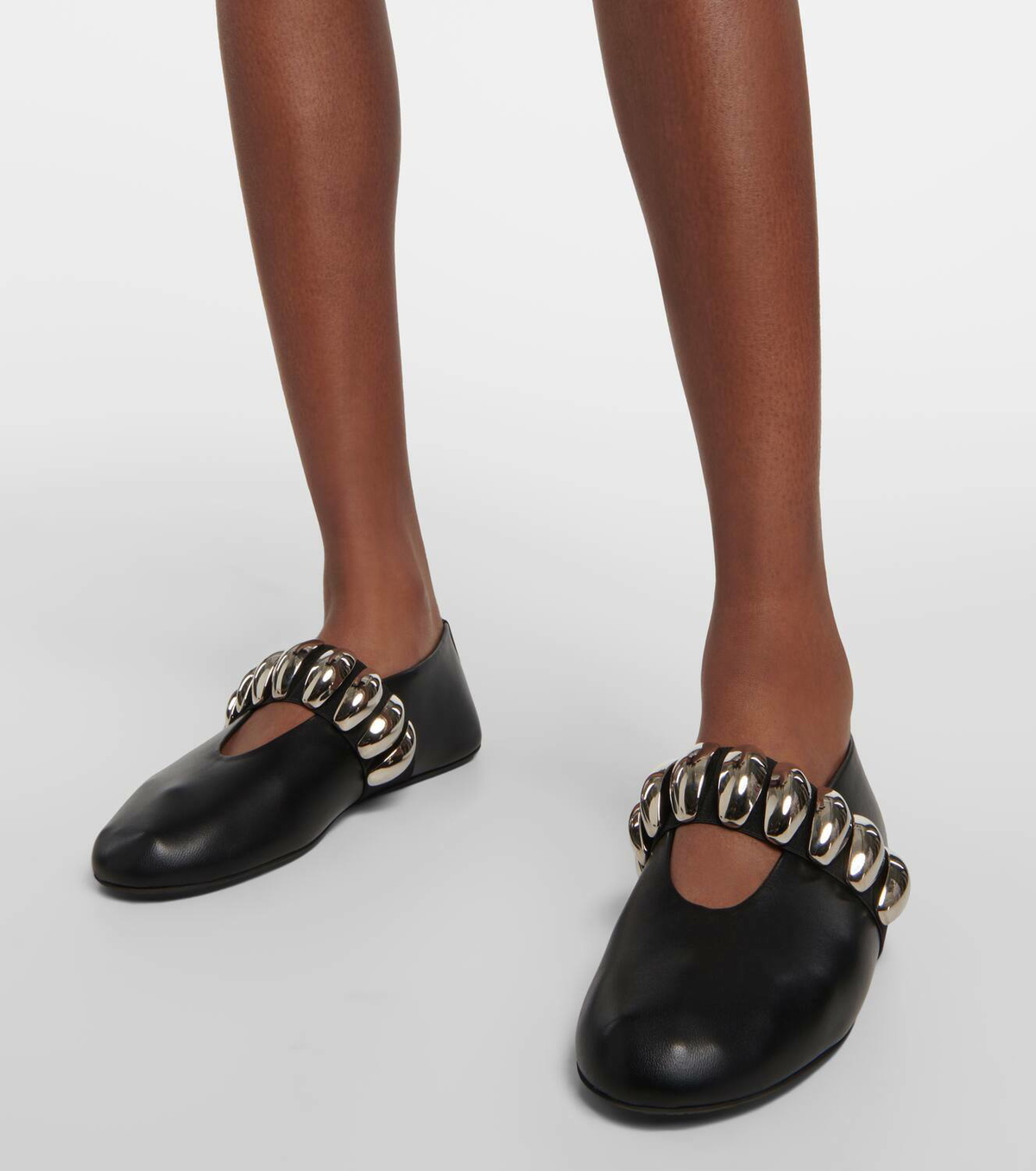 Alaïa Embellished leather ballet flats ALAÏA