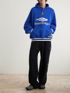 Balenciaga - Logo-Embroidered Cotton-Jersey Hoodie - Blue
