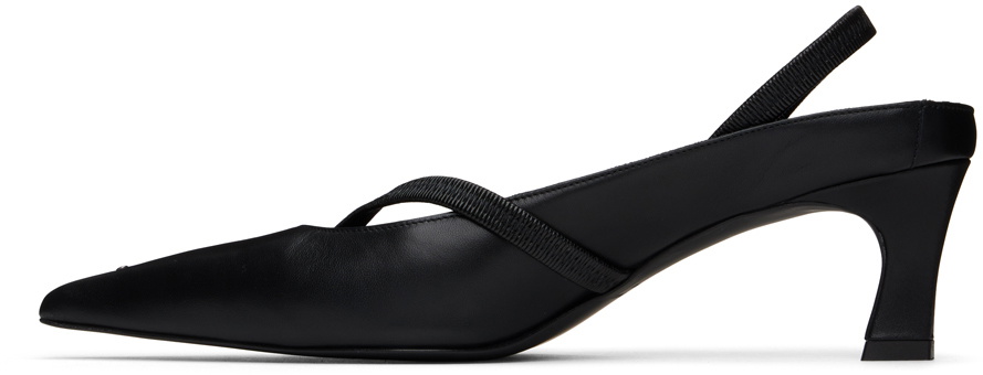 Justine Clenquet Black Joy Slingback Heels