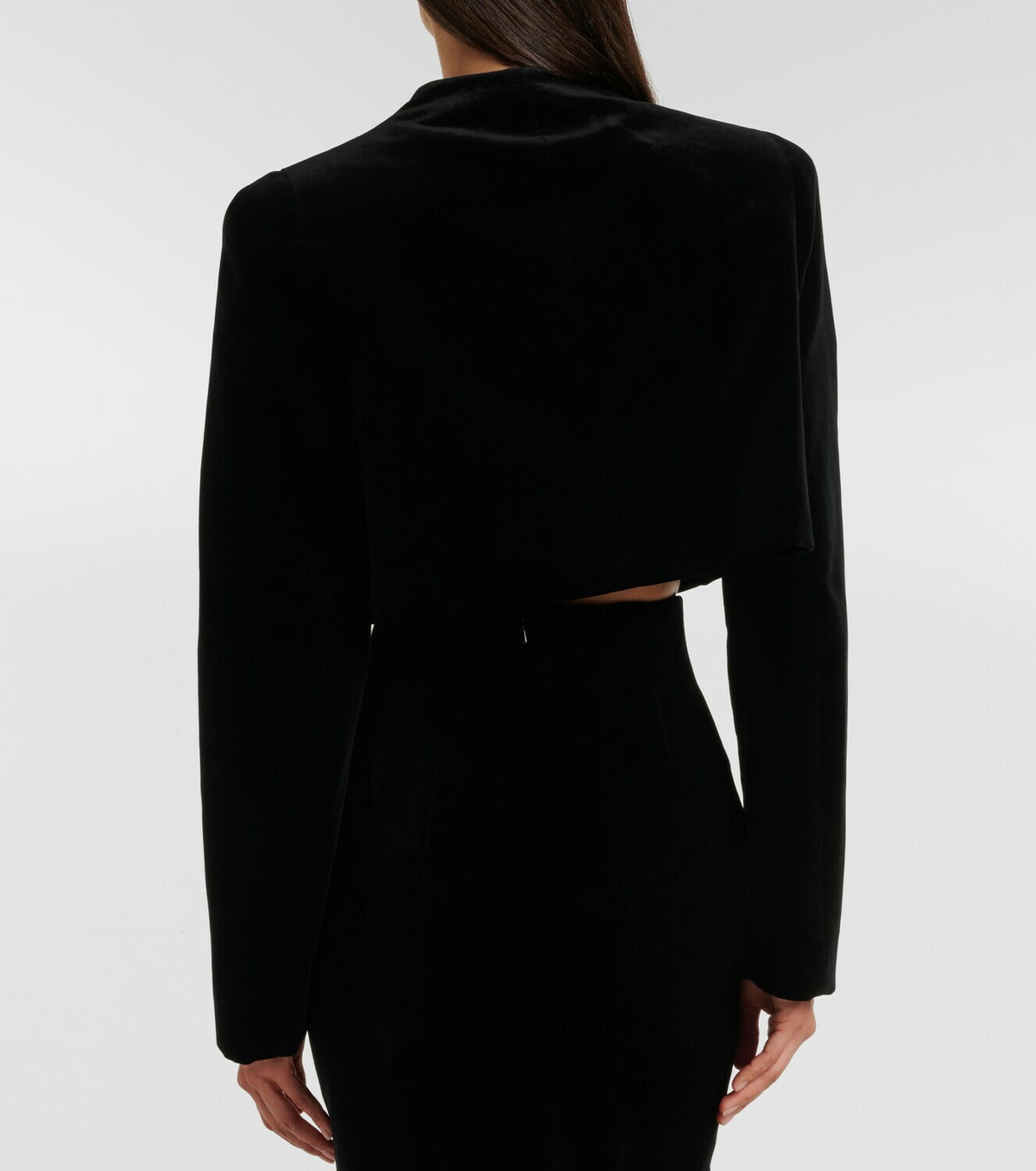 Khaite Samo floral-appliqué cropped velvet jacket
