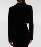 Khaite Samo floral-appliqué cropped velvet jacket