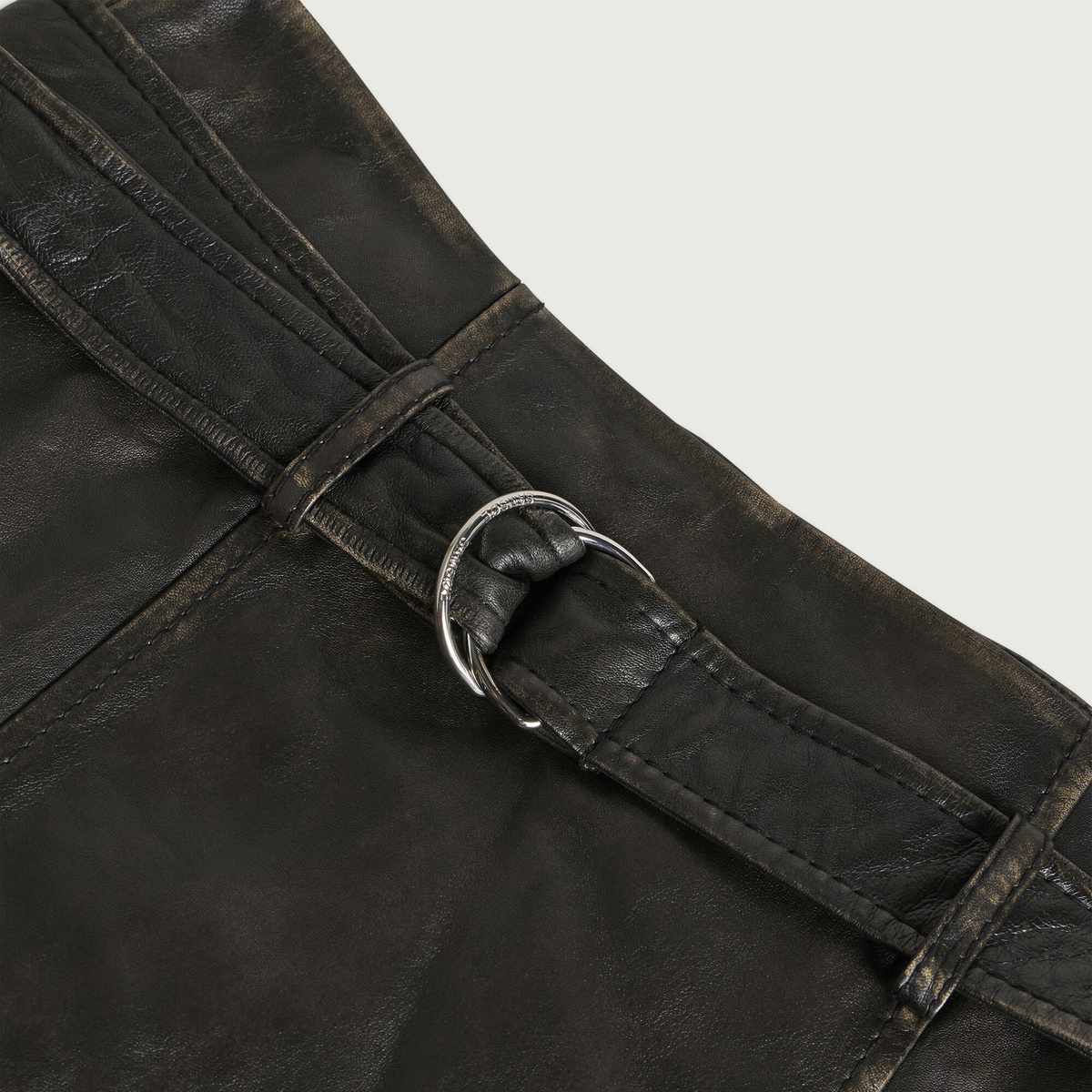 END. x Samsøe Samsøe Women's Sastiya Leather Skirt in Washed Black Olive