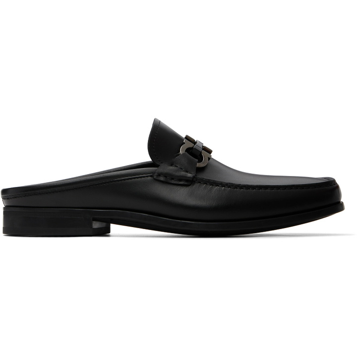 Photo: Ferragamo Black Gancini Ornament Mule Loafers