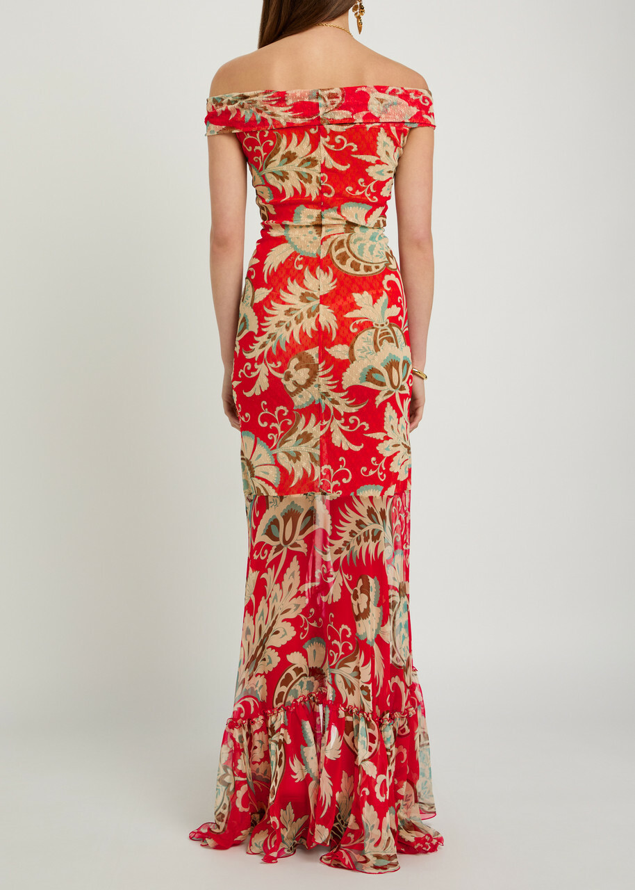Etro Floral Print Lace Maxi Dress Multicoloured