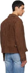 TONYWACK Brown Buckle Zip Goat Suede Jacket