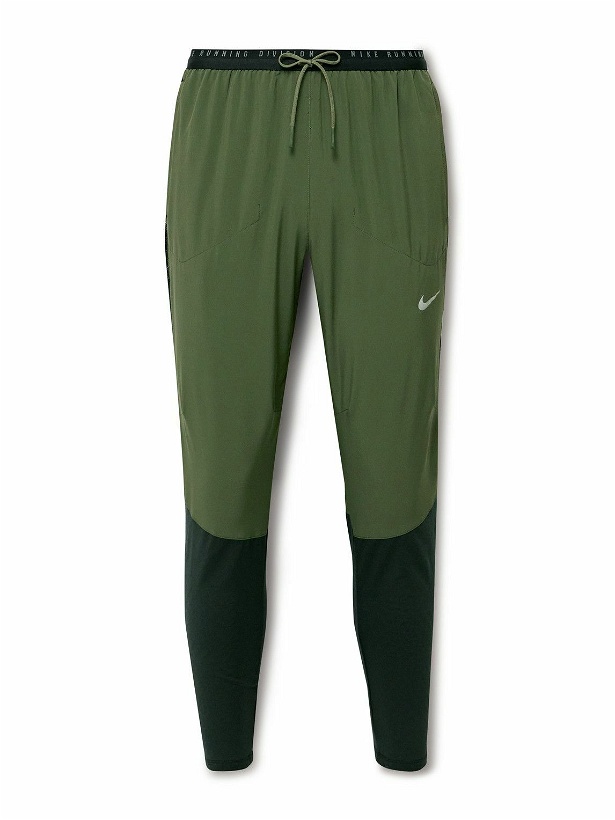 Photo: Nike Running - Phenom Elite Logo-Print Colour-Block Dri-FIT Track Pants - Green