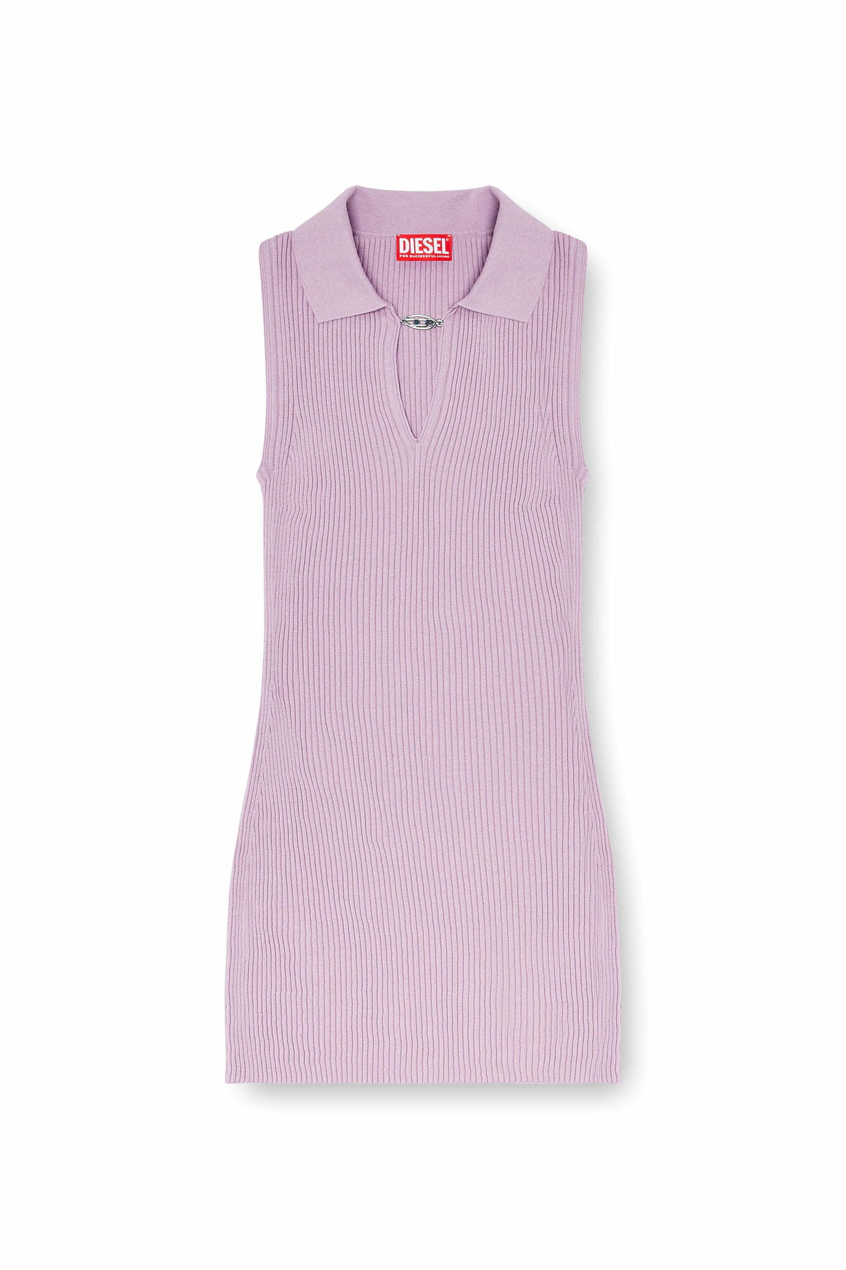 Diesel Short polo dress in silk-blend rib knit - Dresses - Woman -