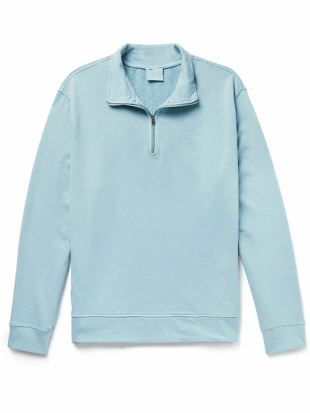 Photo: Onia - Garment-Dyed Cotton-Jersey Half-Zip Sweatshirt - Blue